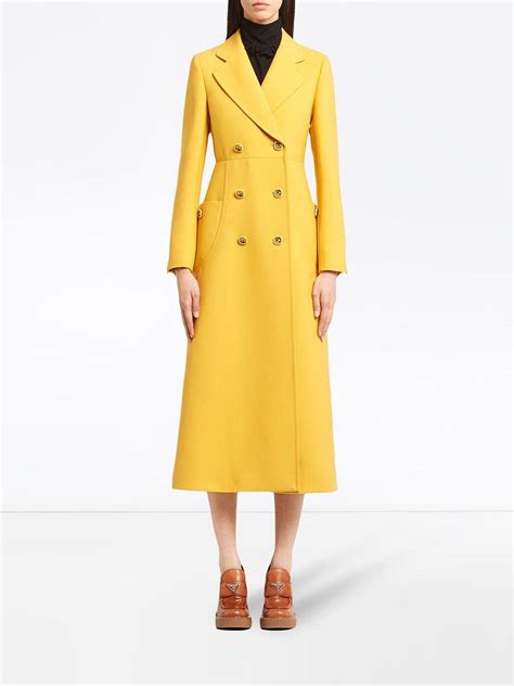 prada yellow double breasted coat|Black/pale Yellow Double.